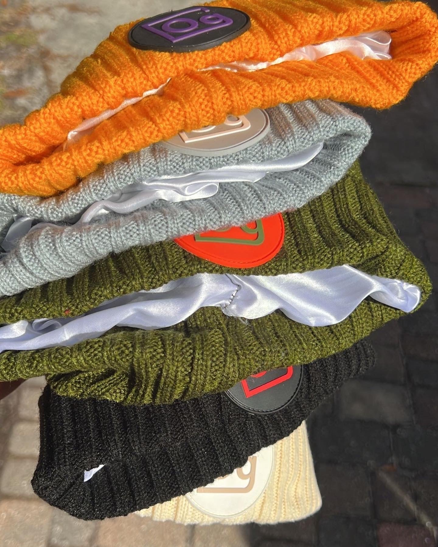 Satin Element Emblem Beanies